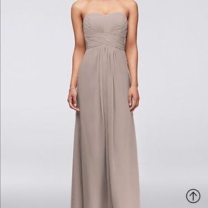 Long Strapless Chiffon Dress in *Biscotti*